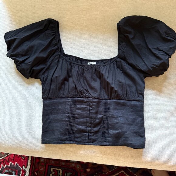 Reformation Linen Top Alayna Linen Top - Black - Sz 10 - Picture 2 of 7